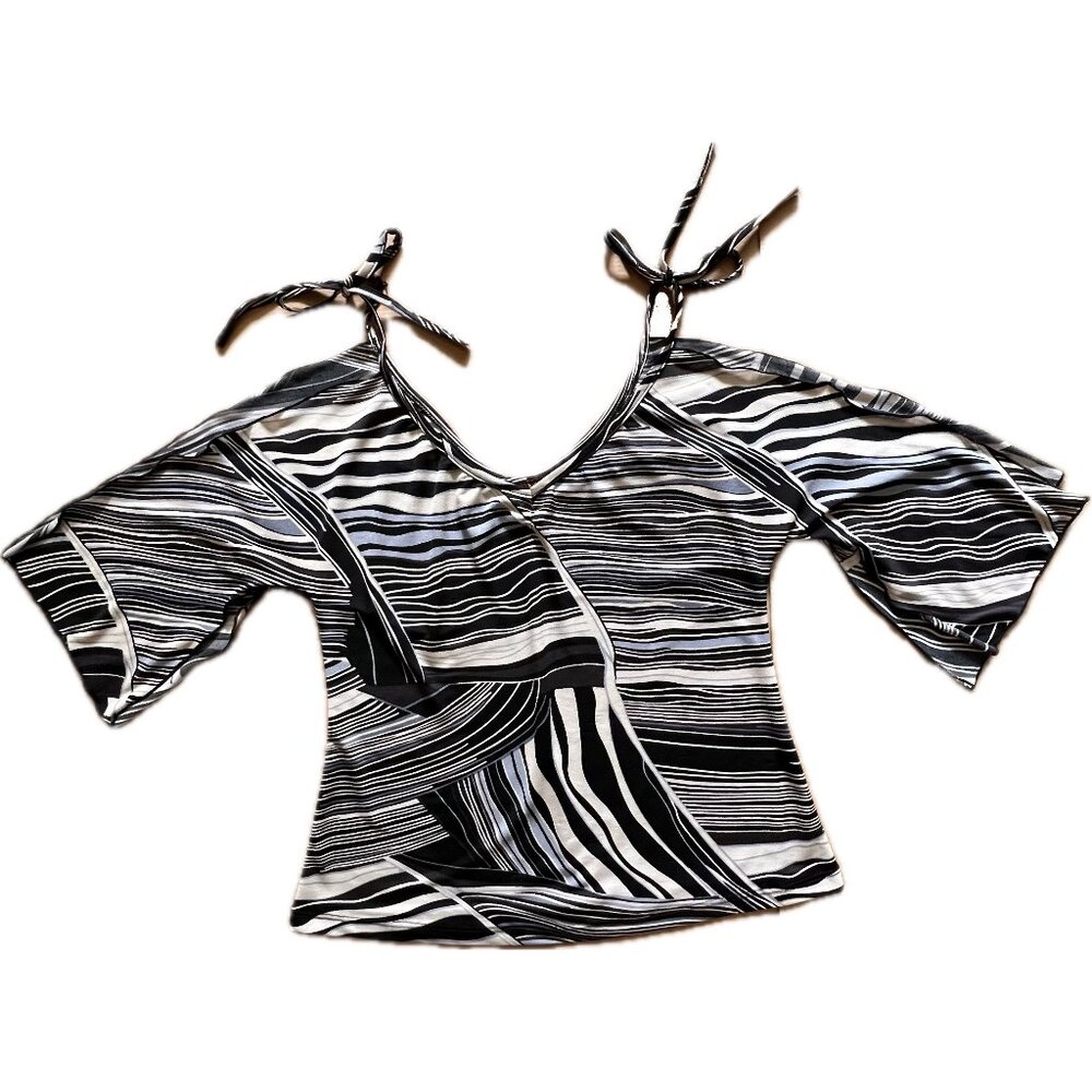 Poetry Clothing Sz Medium Adjustable Spaghetti Strap Geometric Lines Blouse